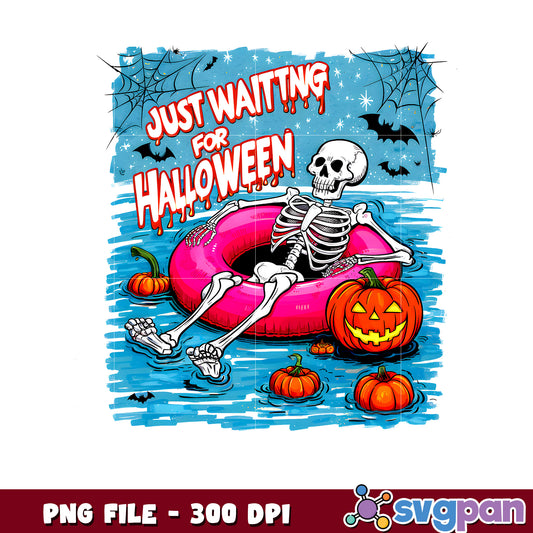 Just waiting for halloween design png, trick or treat png, halloween cartoon ​png