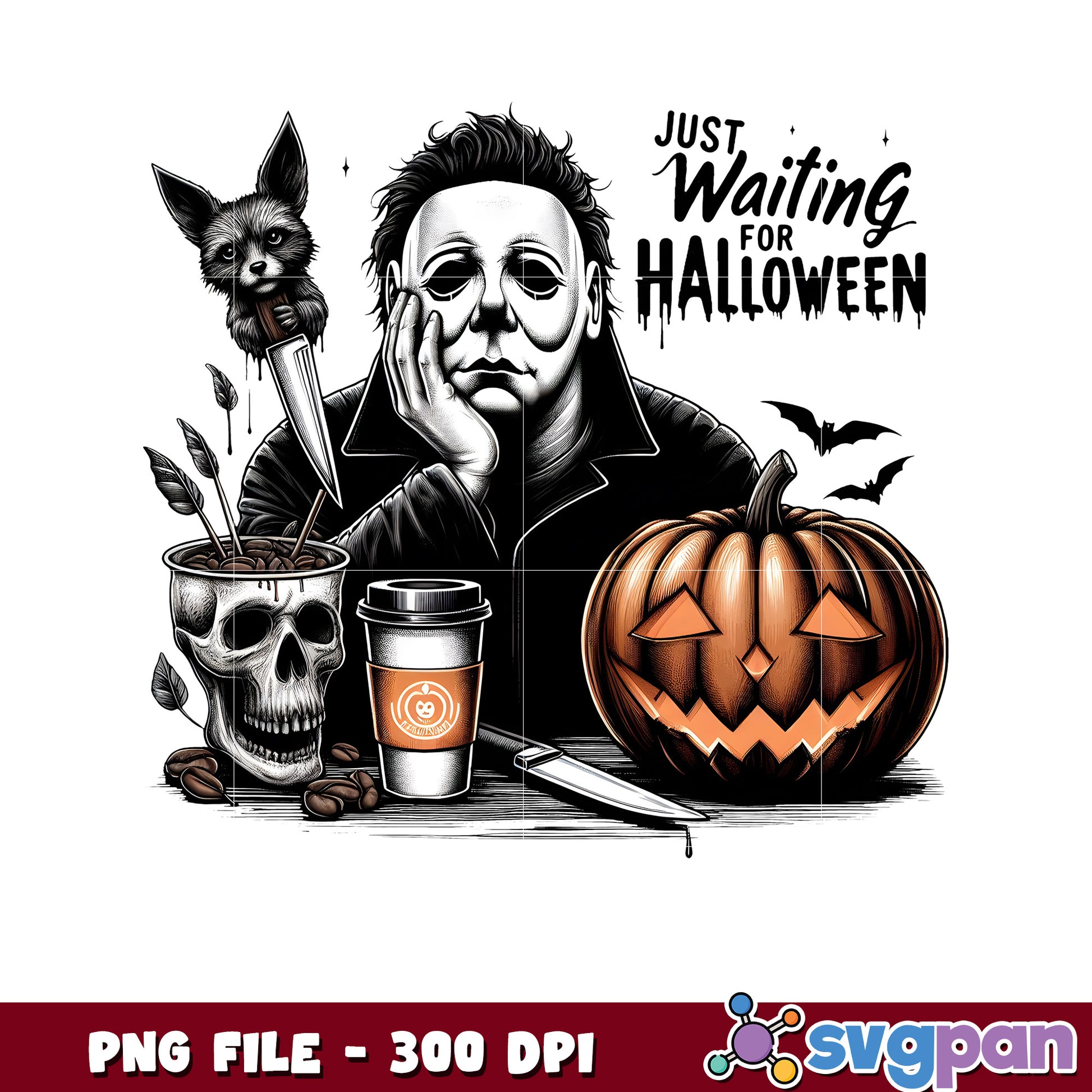 Just waiting for hallowen png, halloween movies png, halloween candy png