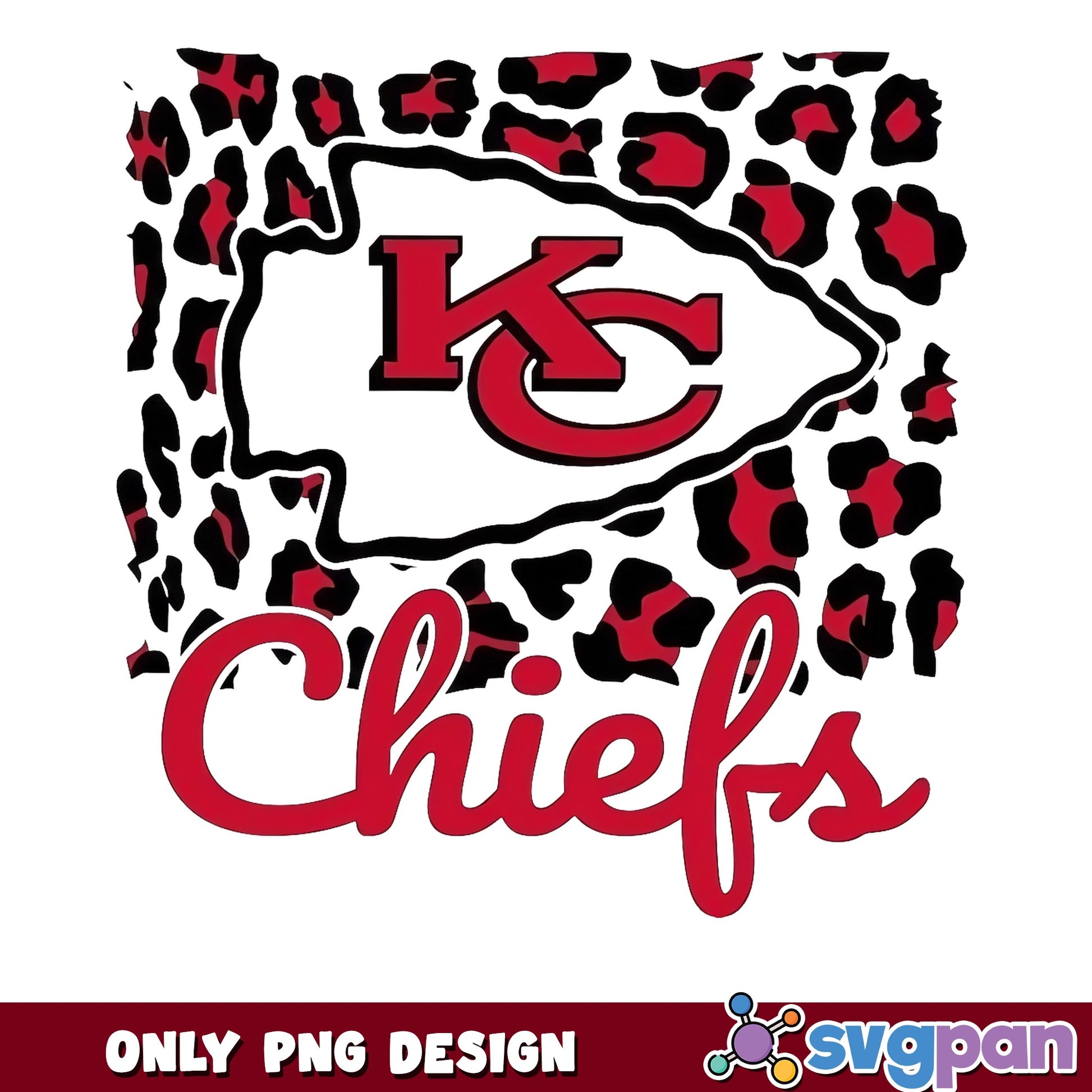 KC Chiefs Leopard Print PNG, Kansas City Chiefs PNG, Football PNG