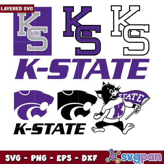 KState SVG Bundle Layered Designs, PNG, EPS, DXF