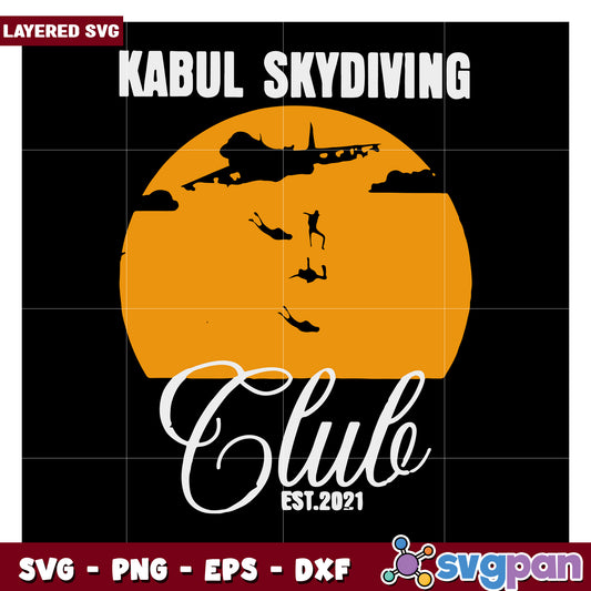 Kabul Skydiving Club vintage design, perfect for adventure lovers