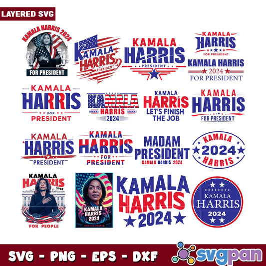Kamala Harris 2024 Bundle SVG Layered Designs