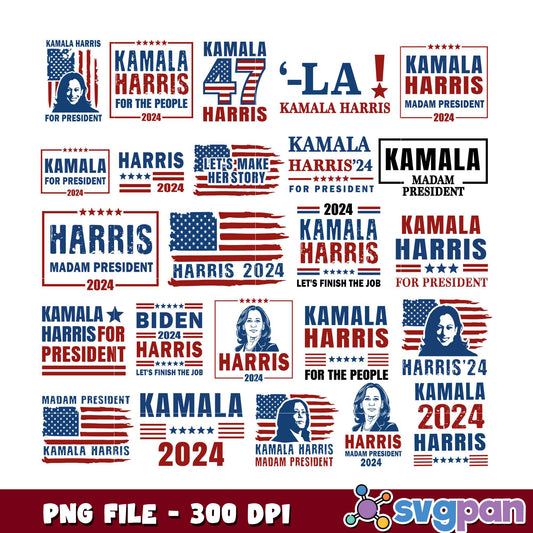 Kamala Harris 2024 Campaign Bundle PNG Files