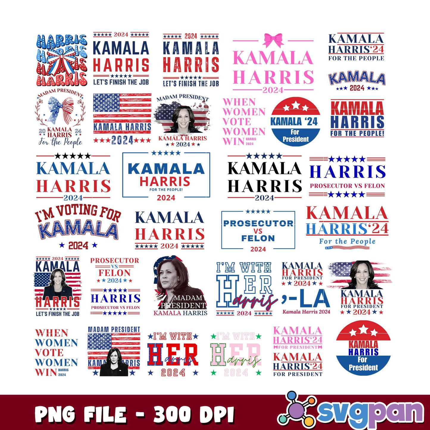 Kamala Harris 2024 PNG Bundle
