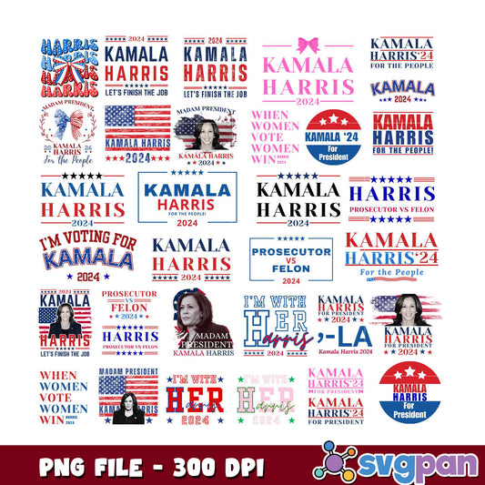 Kamala Harris 2024 PNG Bundle