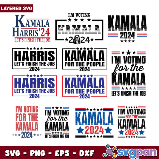 Kamala Harris 2024 Voting Bundle SVG Graphics