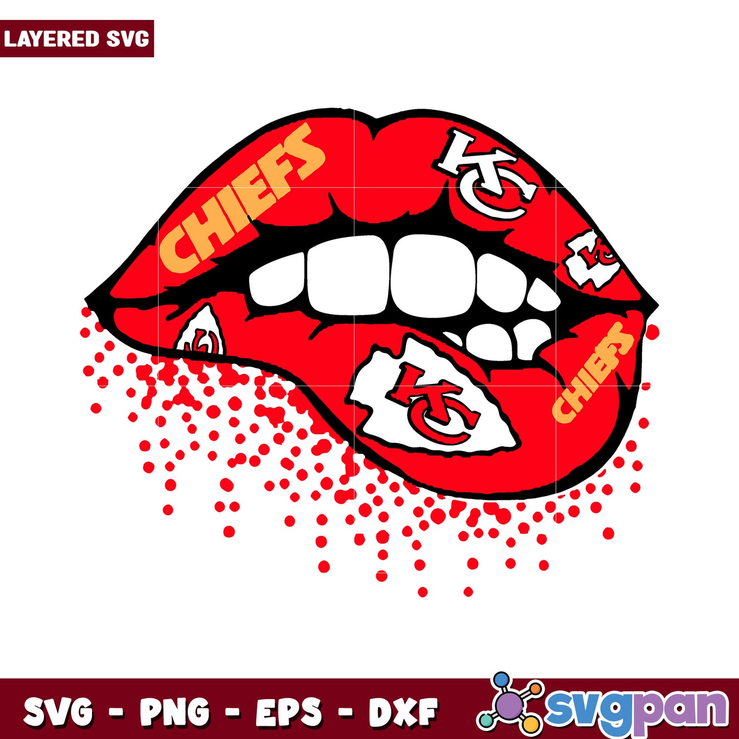 Kansas City Chiefs Lip SVG Design, perfect for fans and crafters