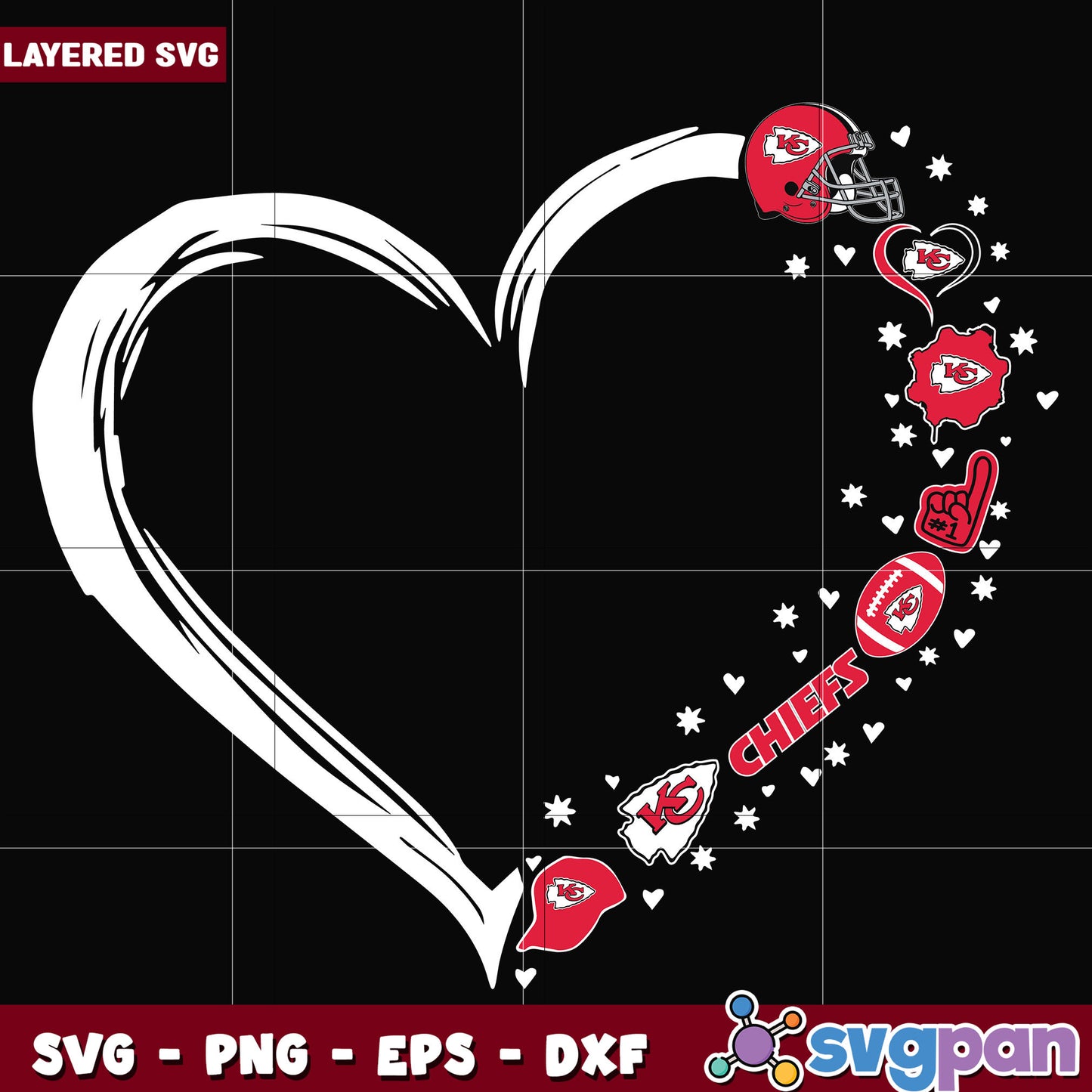 Kansas City Chiefs heart svg, nfl standings​ svg, nfl chiefs svg
