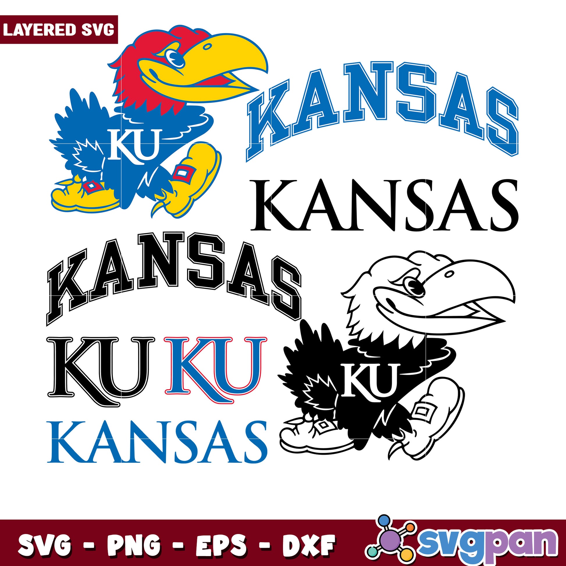 Kansas Jayhawk SVG Bundle Layered Files
