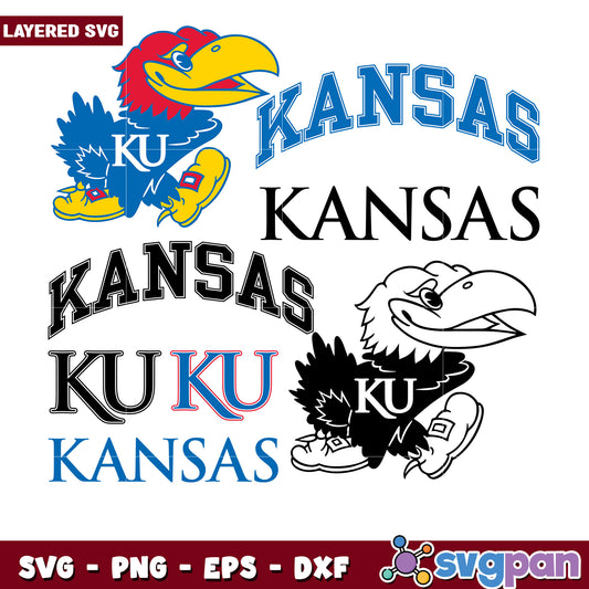 Kansas Jayhawk SVG Bundle Layered Files