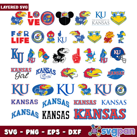 Kansas Jayhawks SVG Bundle Layered Designs