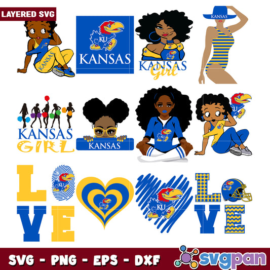 Kansas Jayhawks SVG Bundle Love Design