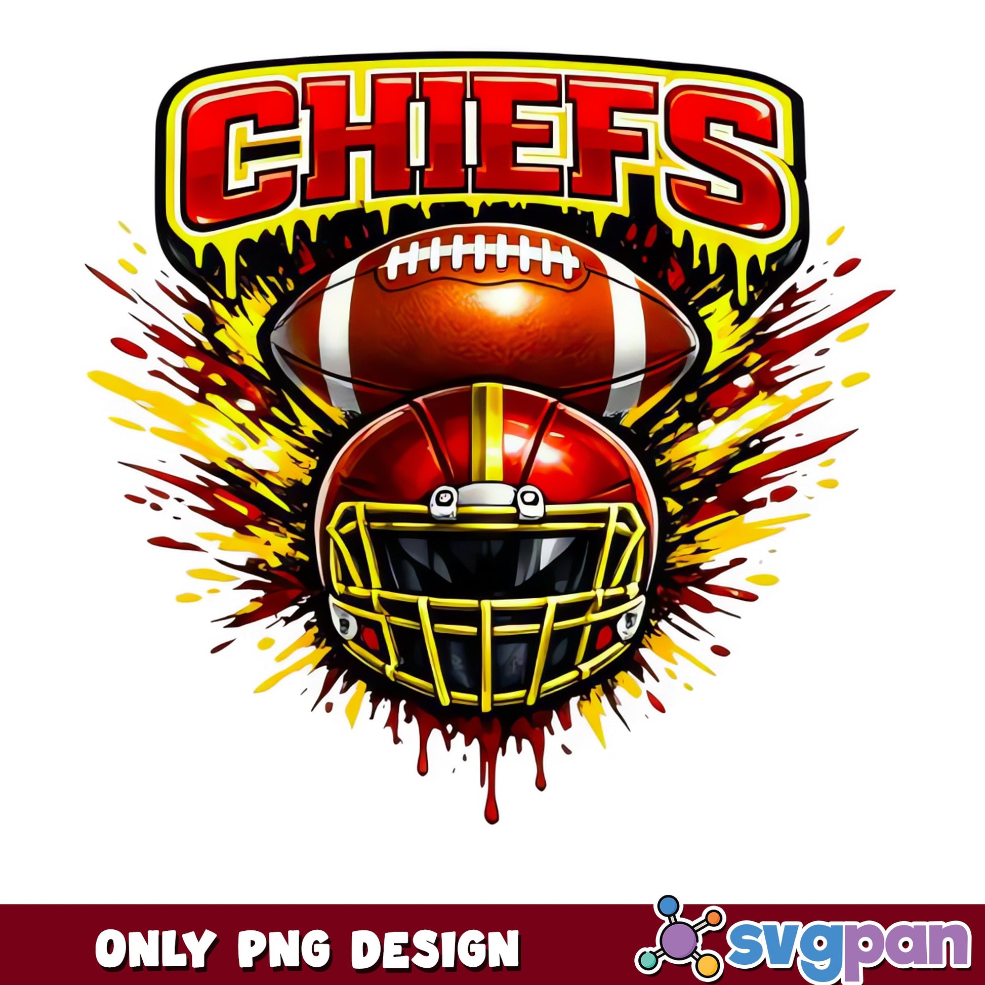 Kansas City Chiefs PNG, Football Helmet Drip Design PNG, NFL PNG
