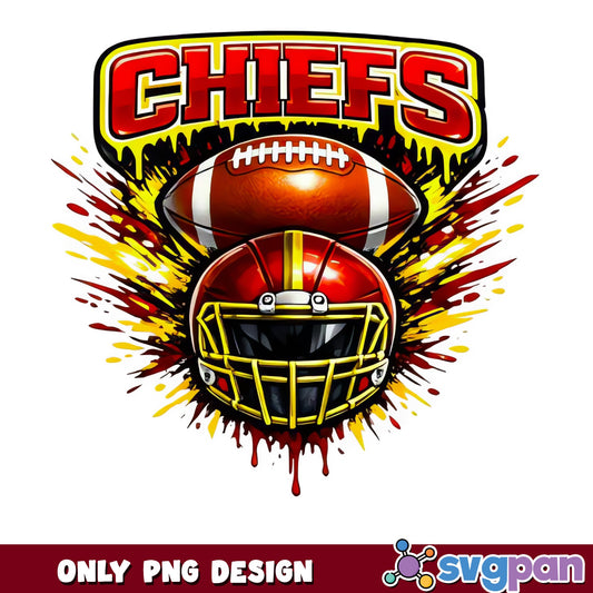 Kansas City Chiefs PNG, Football Helmet Drip Design PNG, NFL PNG