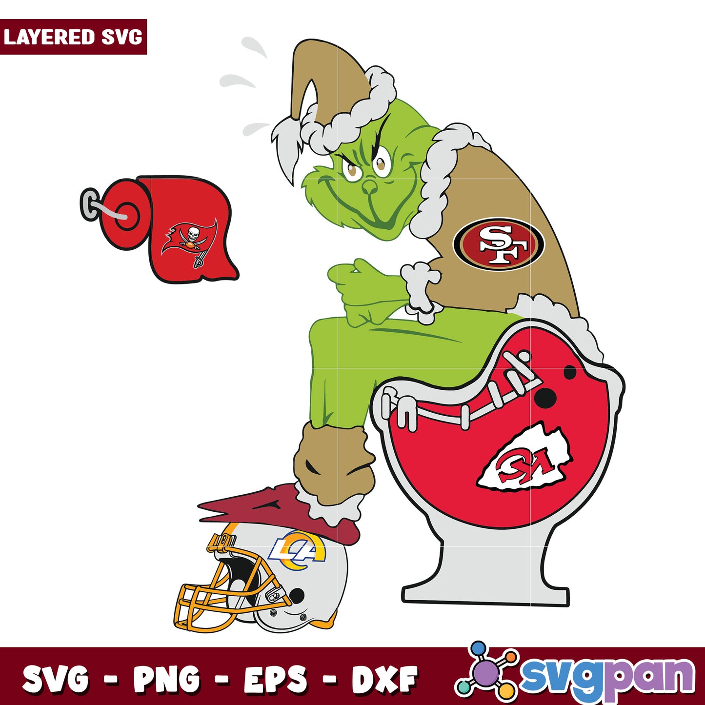 Kansas city chief svg, christmas svg, grinch nfl svg