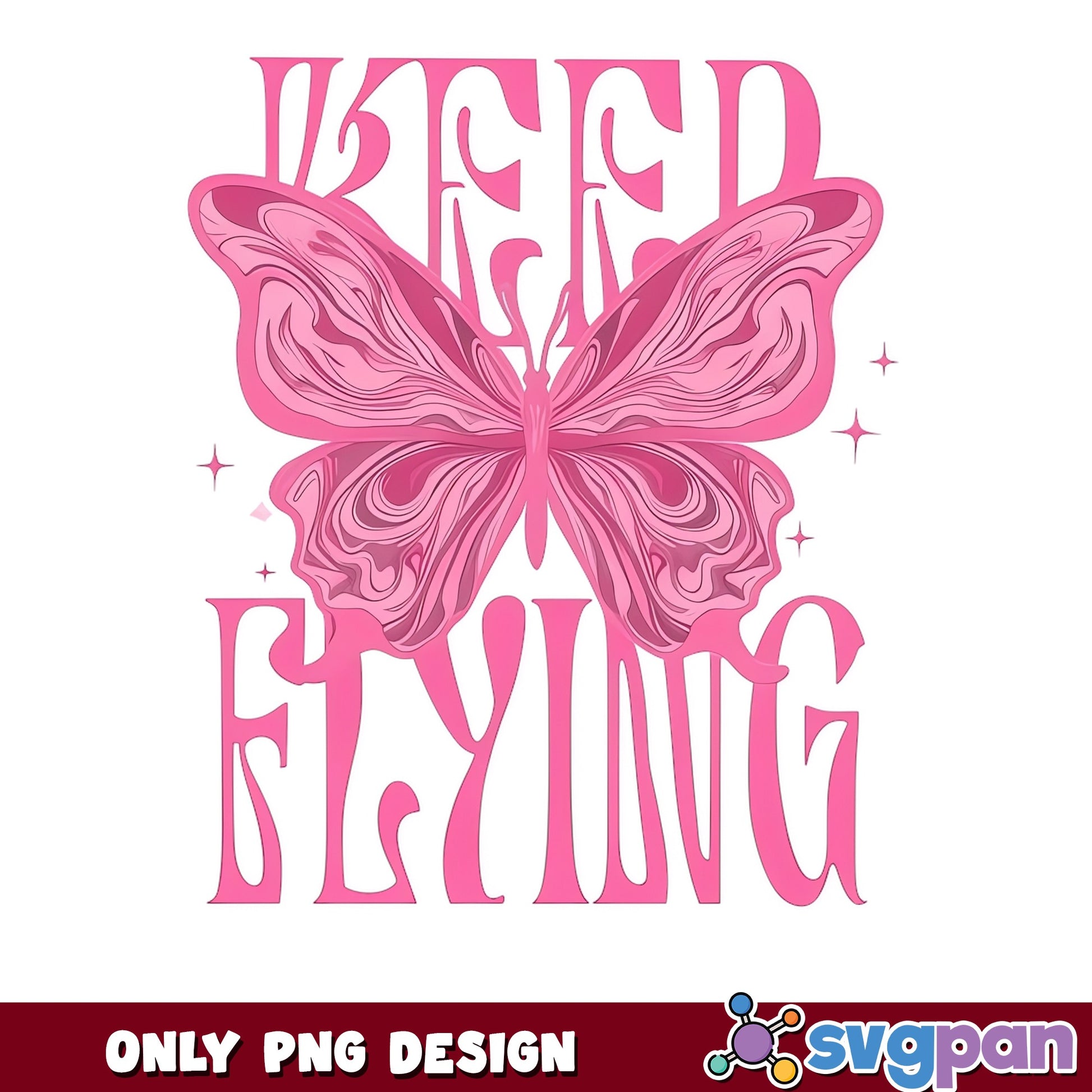 Keep Flying Butterfly PNG, Pink Butterfly Design, Retro PNG
