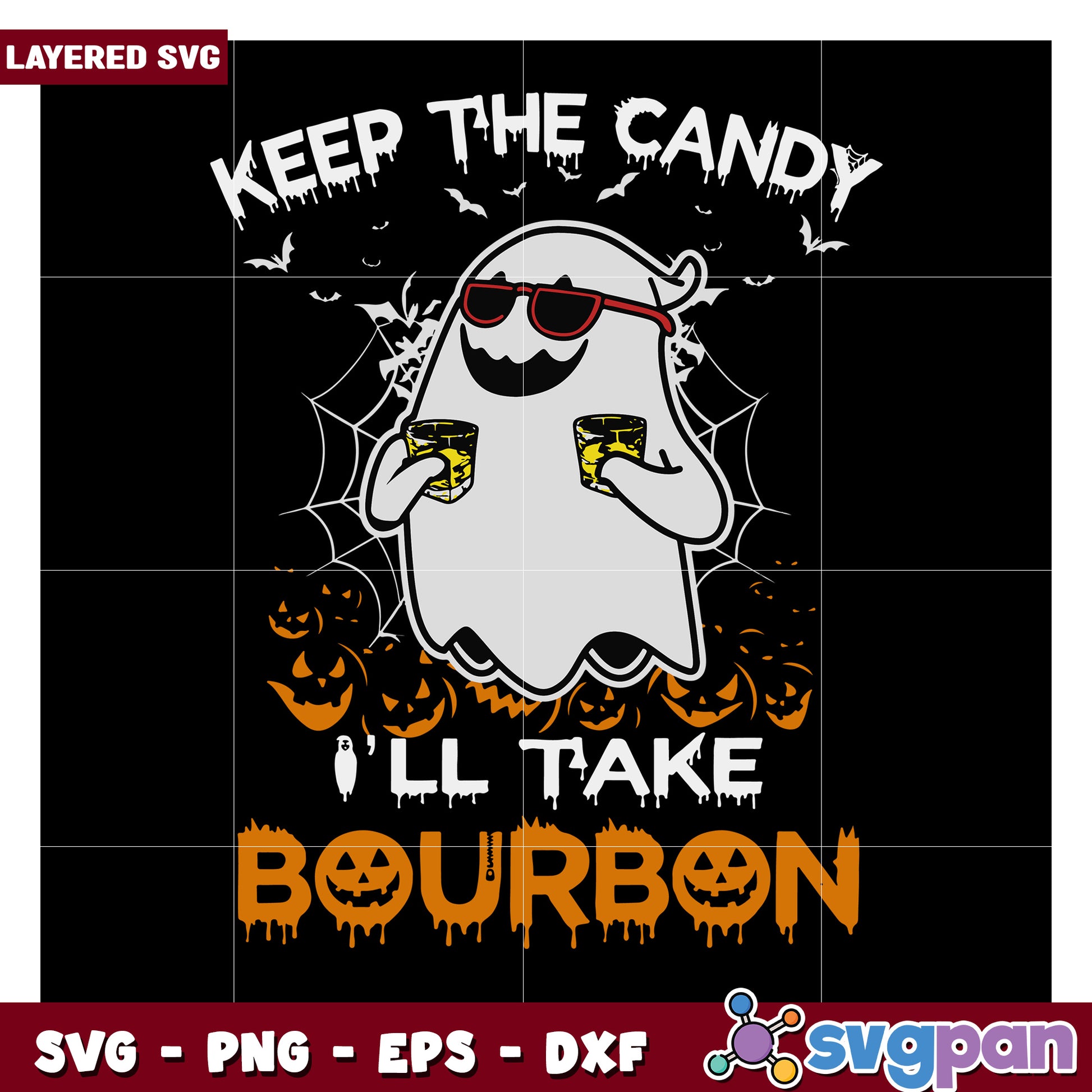 Keep the Candy Ill Take Bourbon Ghost SVG Design for Halloween Fun