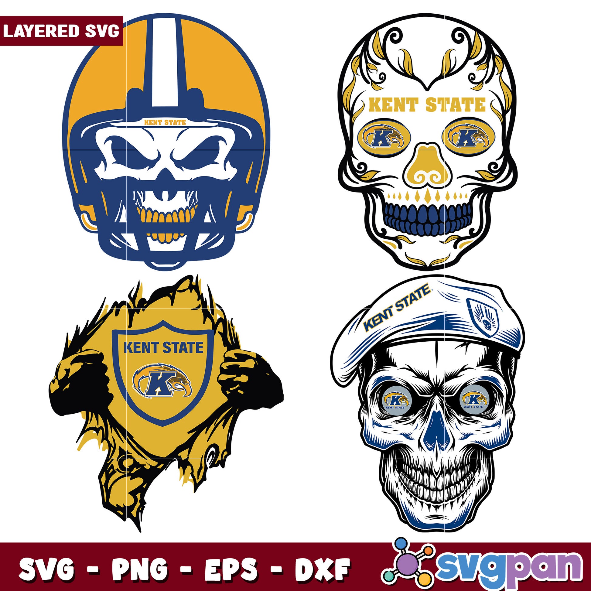 Kent State Skull SVG Bundle