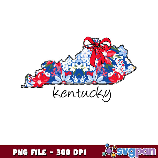Kentucky Floral State Outline PNG 300 DPI