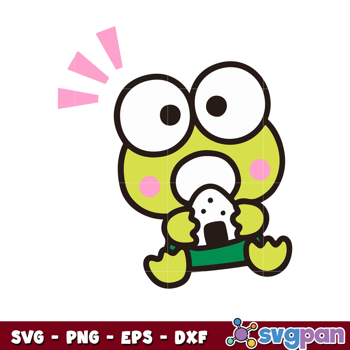 Keroppi eating rice ball svg, Keroppi svg, hello kitty svg