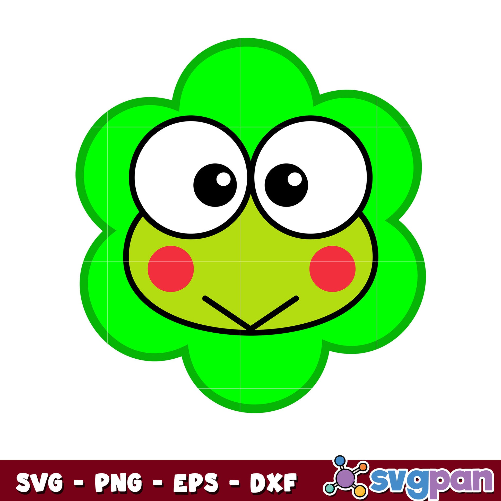 Keroppi face flower svg, keroppi frog​ svg, sanrio cartoon svg