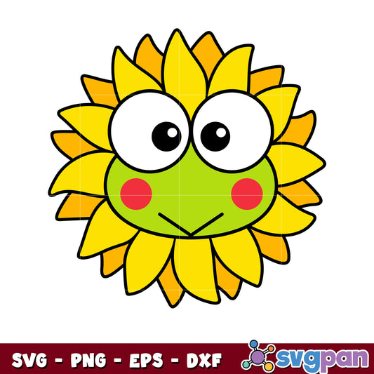 Keroppi face sunflower svg, sanrio hello kitty svg, sanrio cartoon svg