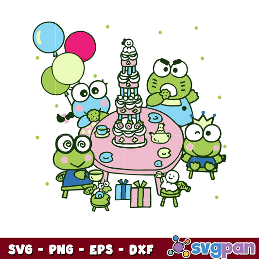 Keroppi family birthday design svg, hello kitty keroppi​ svg