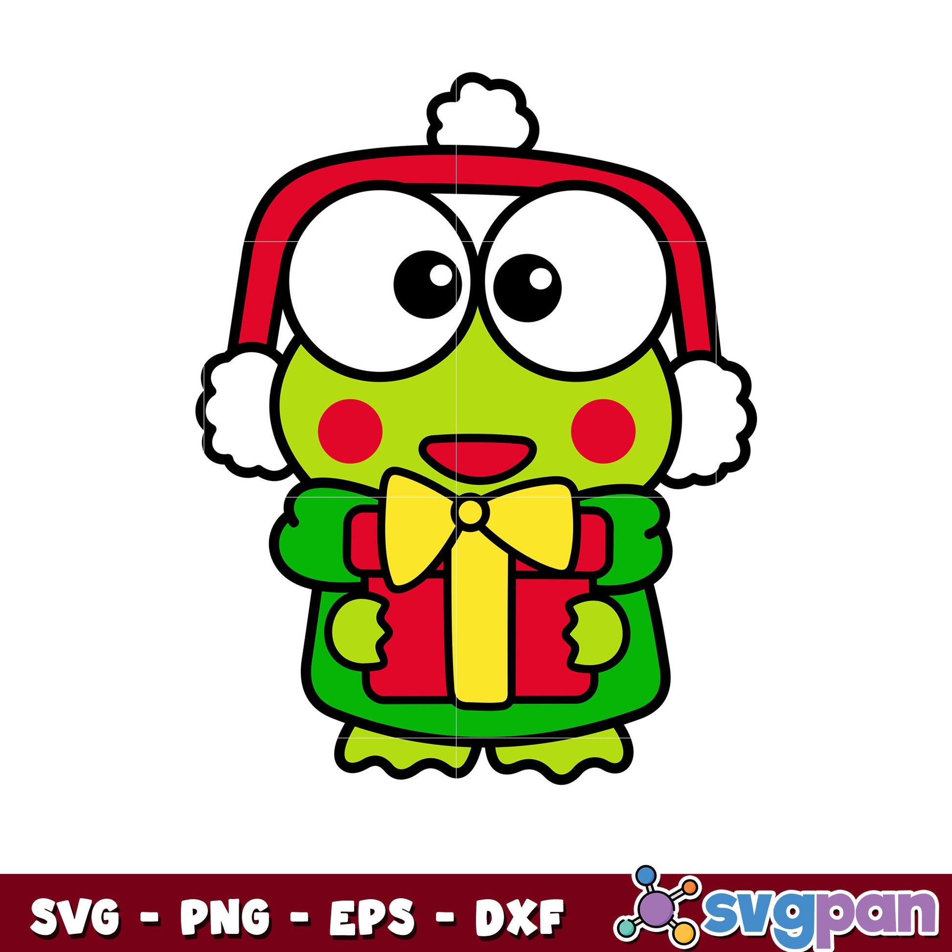 Keroppi frog​ christmas design svg, hello kitty christmas svg