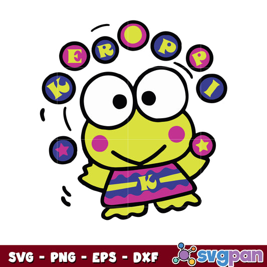 Keroppi hello kitty design svg, keroppi frog​ svg, sanrio cartoon svg