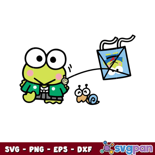 Keroppi kite flying svg, Keroppi svg, sanrio hello kitty svg