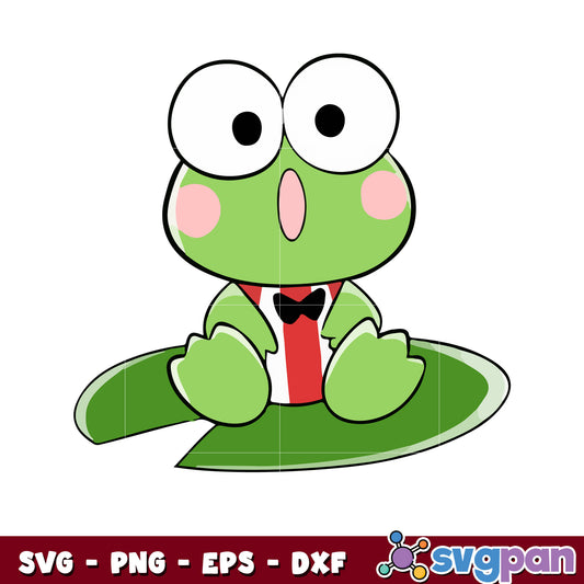 Keroppi sittng on lotus leaf design svg, keroppi frog​ svg