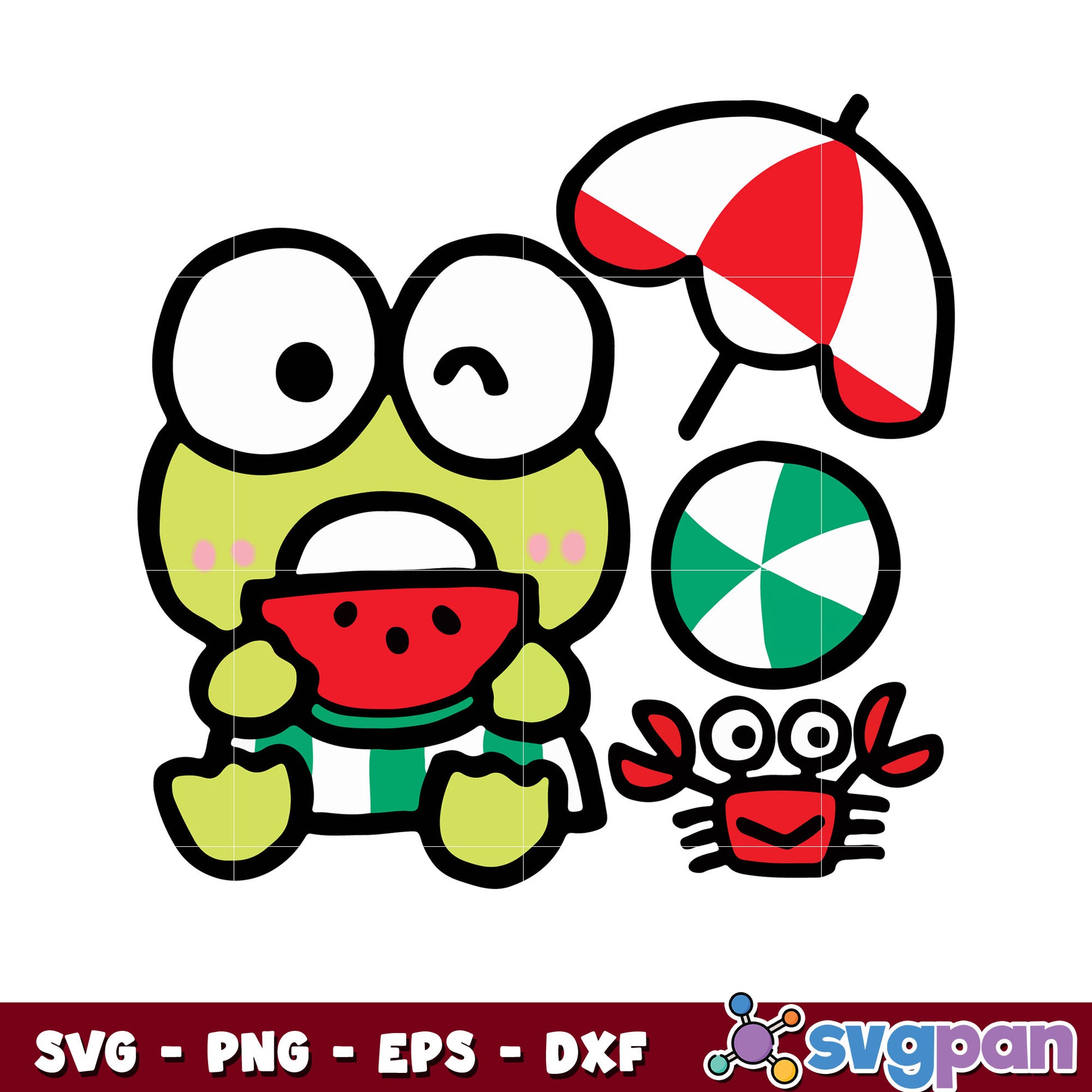 Keroppi summer svg, keroppi svg, sanrio hello kitty svg