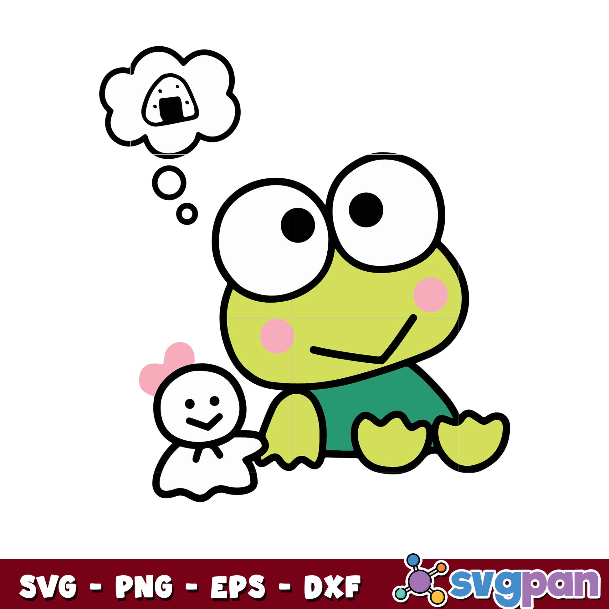 Keroppi thinking about food svg, Keroppi svg, hello kitty svg