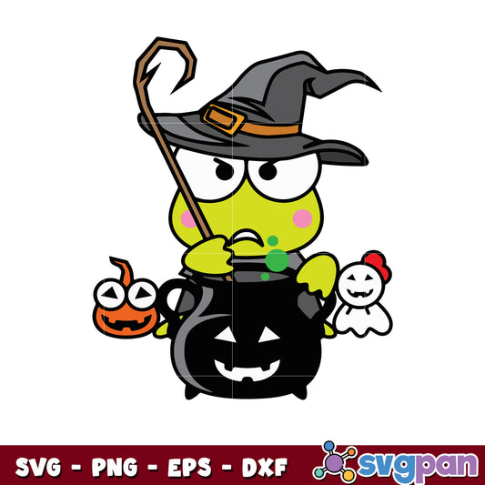 Keroppi witch halloween svg, keroppi svg, sanrio hello kitty svg