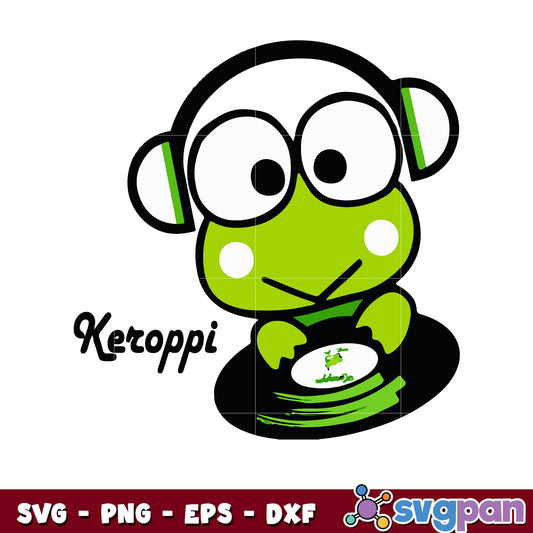 Keroppi with headphone svg, Keroppi svg, hello kitty svg