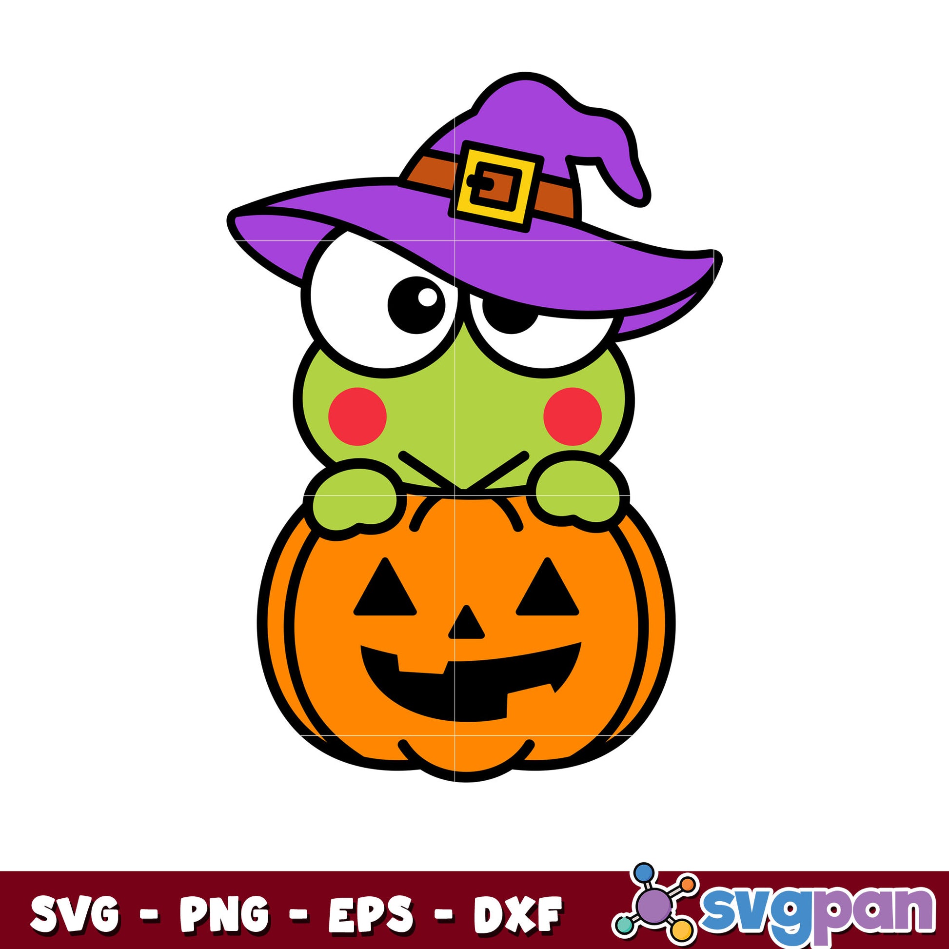 Keroppi with pumpkin svg, keroppi halloween​ svg, sanrio cartoon svg