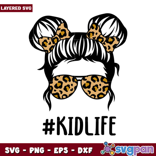 Kid Life Leopard Sunglasses SVG Design, Perfect for Kids Crafts