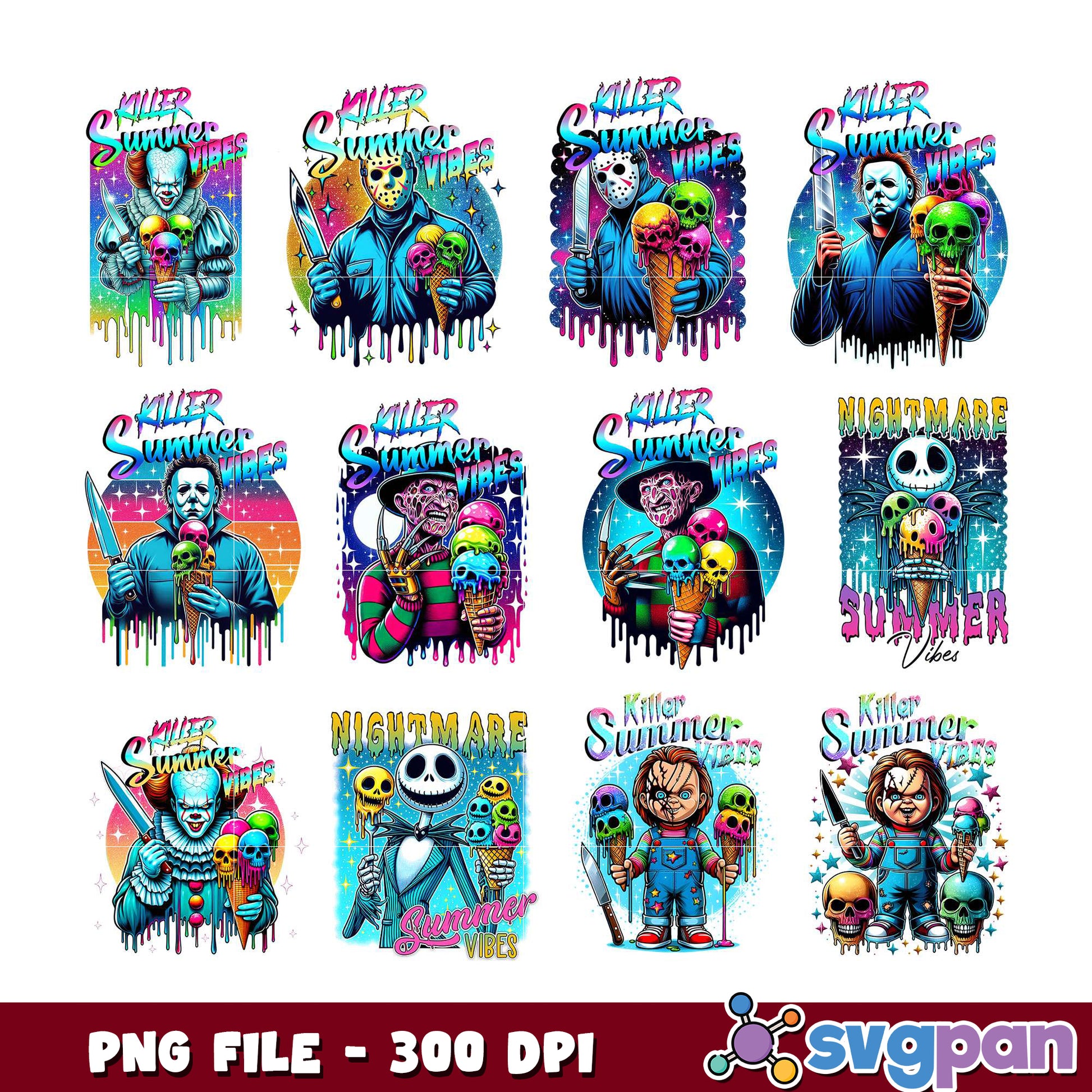 Killer Summer Vibes Horror PNG Bundle