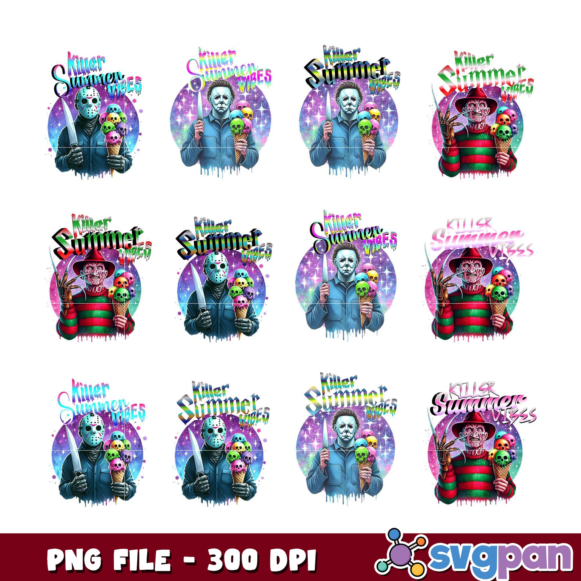 Killer Summer Vibes PNG Bundle - Horror Ice Cream