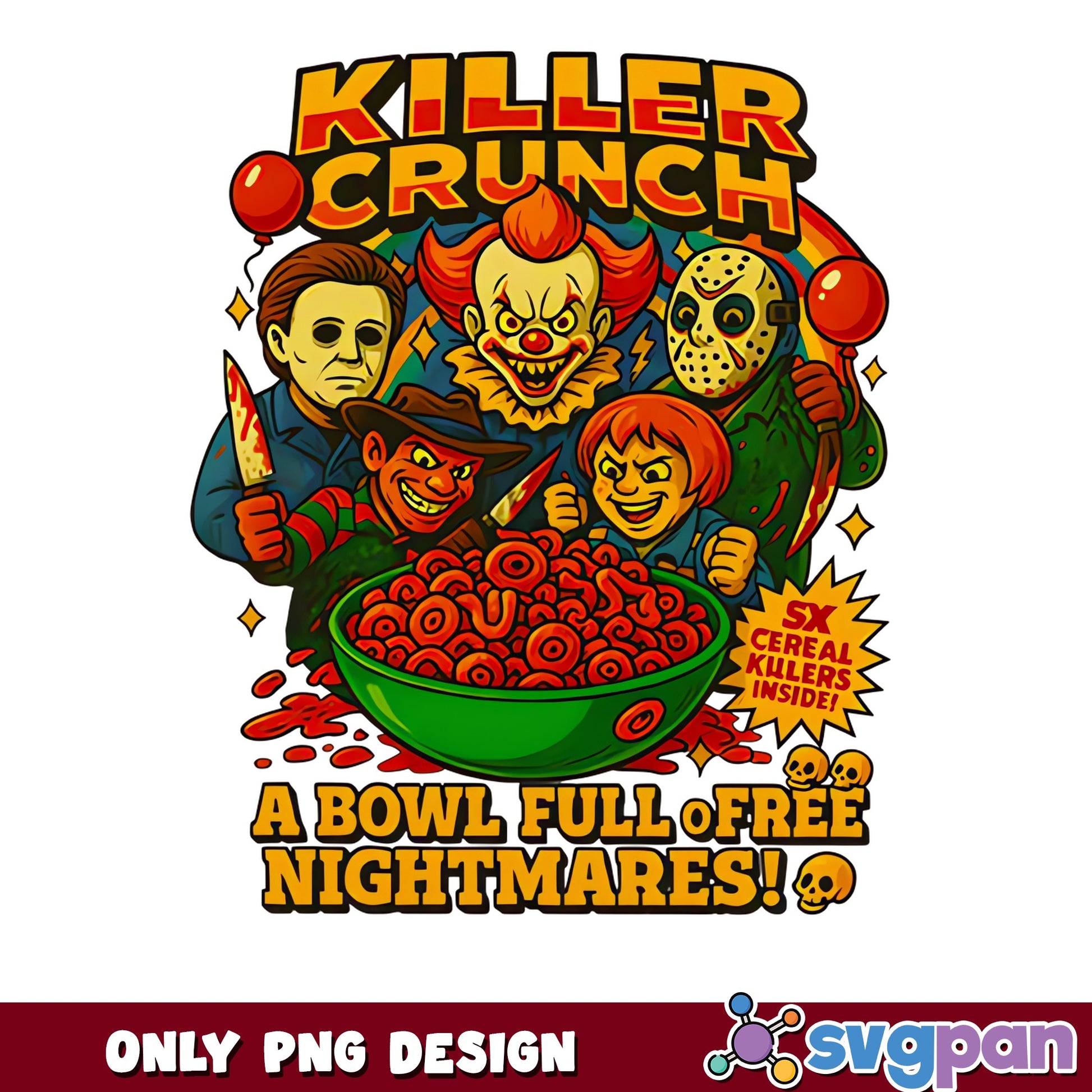 Killer Crunch Horror Characters PNG, Halloween PNG, Cereal Killers PNG