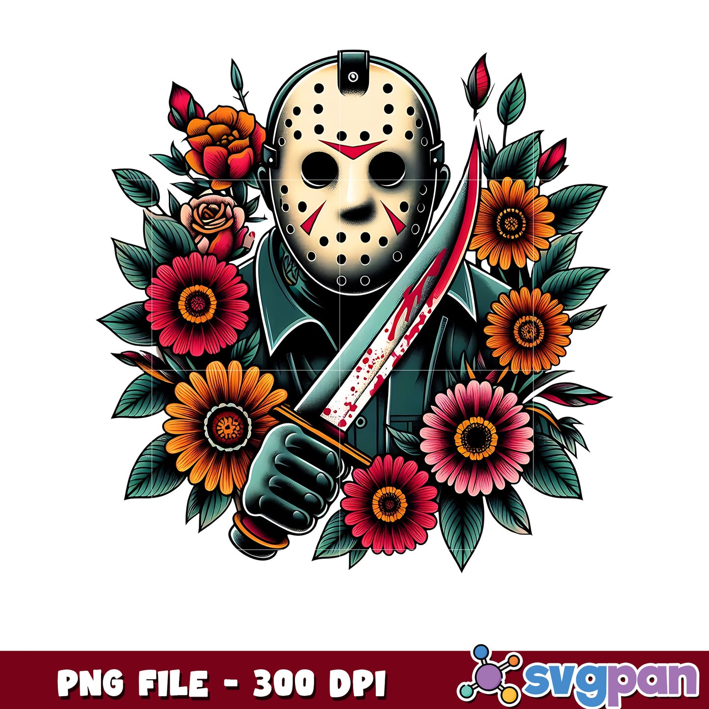 Killer jason flowers png, trick or treat png, halloween days png