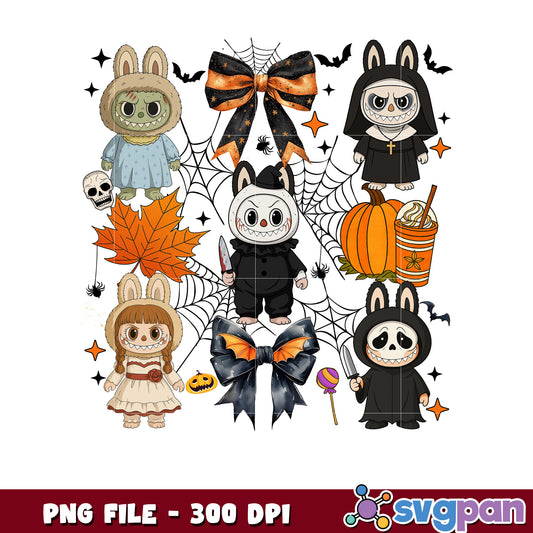Killers character labubu png, halloween png, halloween labubu png