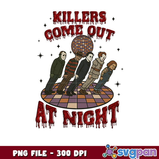 Killers come out at night png, trick or treat png, halloween cartoon ​png