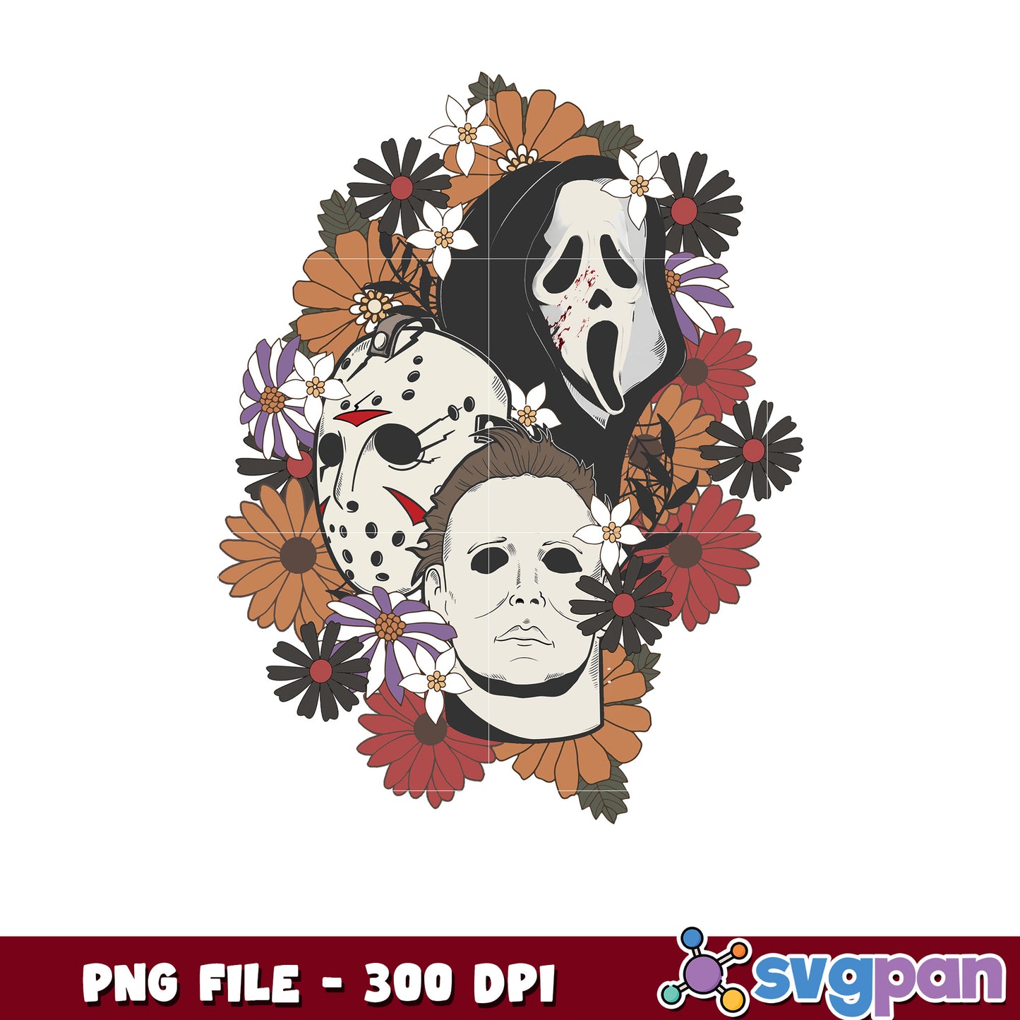 Killers flowers design png, halloween cookies png, halloween horror nights​ ​png