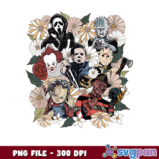 Killers flowers png, halloween design png, halloween pumpkin​ ​​png