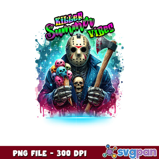 Killer summer vibes png, spooky season png, halloween pajamas png