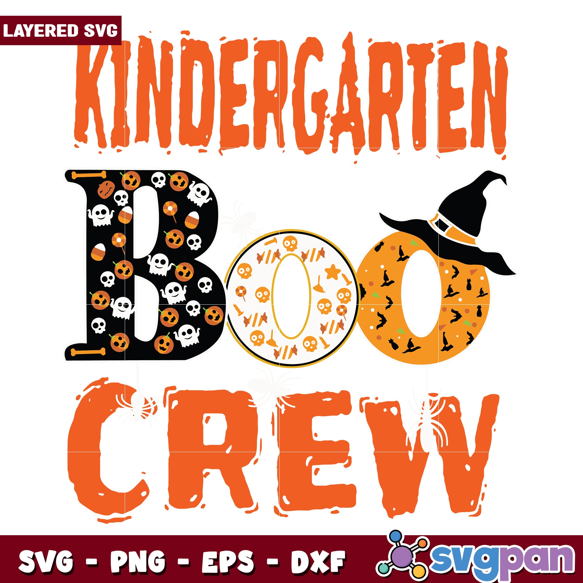 Kindergarten boo crew svg, halloween candy svg, scary characters svg ...