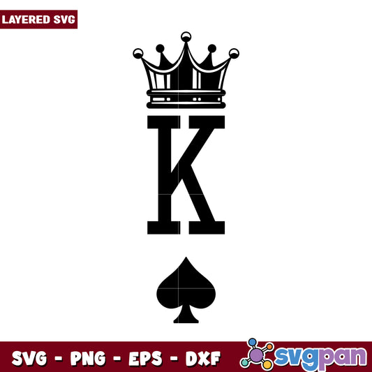 King of Spades Crown SVG Design for Crafting Projects, High Quality Vector Format