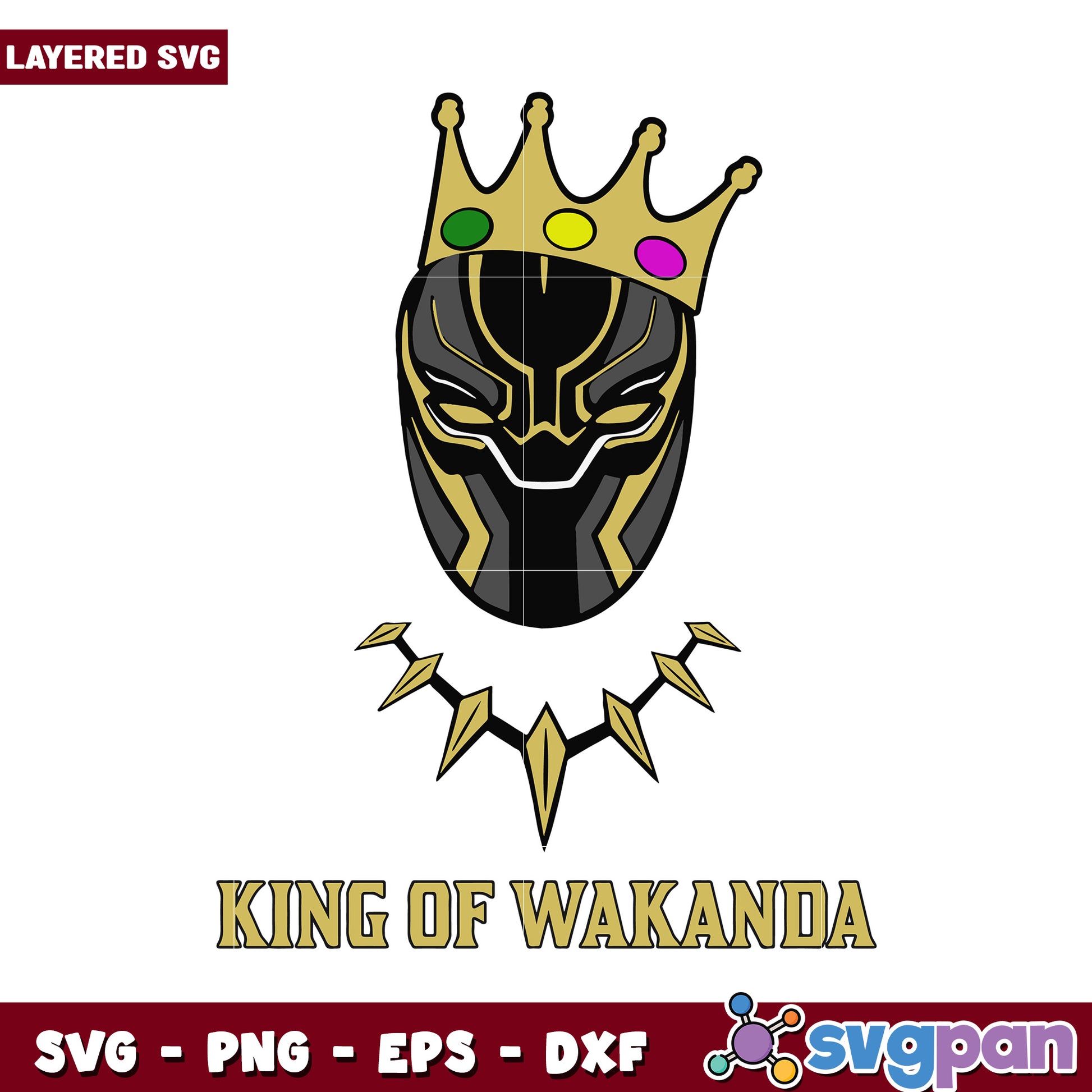 King of Wakanda layered SVG design for crafts, perfect for fans