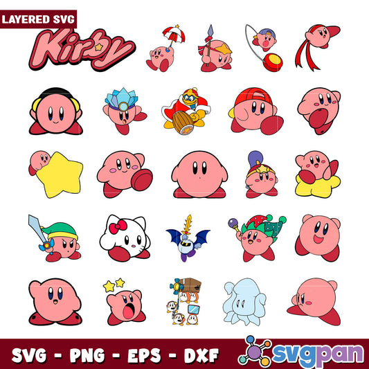 Kirby SVG Bundle Layered Designs